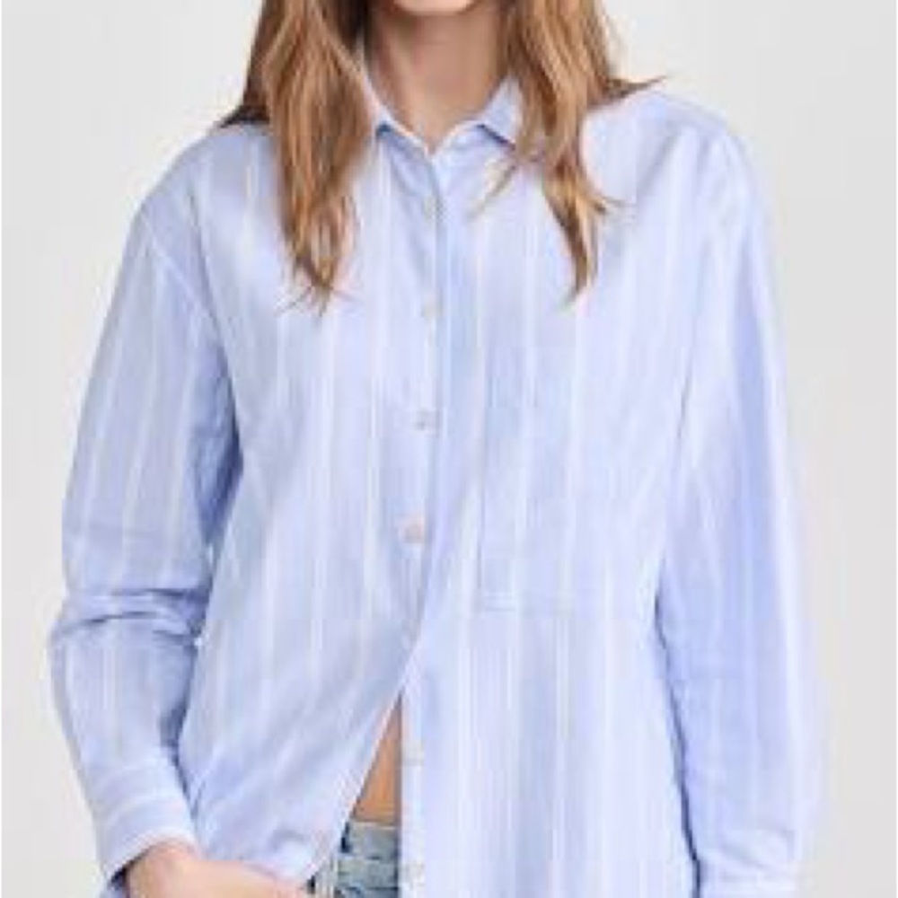 AYR The Deep End Light Blue Striped Button-Up Shirt